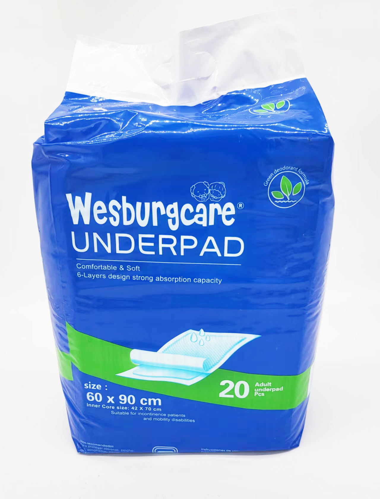 60 سم * 90 سم underPad من ماركة Wesburg من الشركة المصنعة في الصين