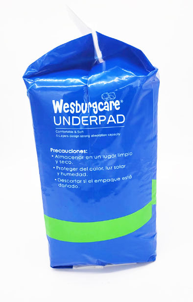 عناية شخصية يمكن التخلص منها 60 * 90 وسادة سفلي من ماركة Wesburgcare ذات قلب امتصاص قوي من لب الخشب بالولايات المتحدة الأمريكية