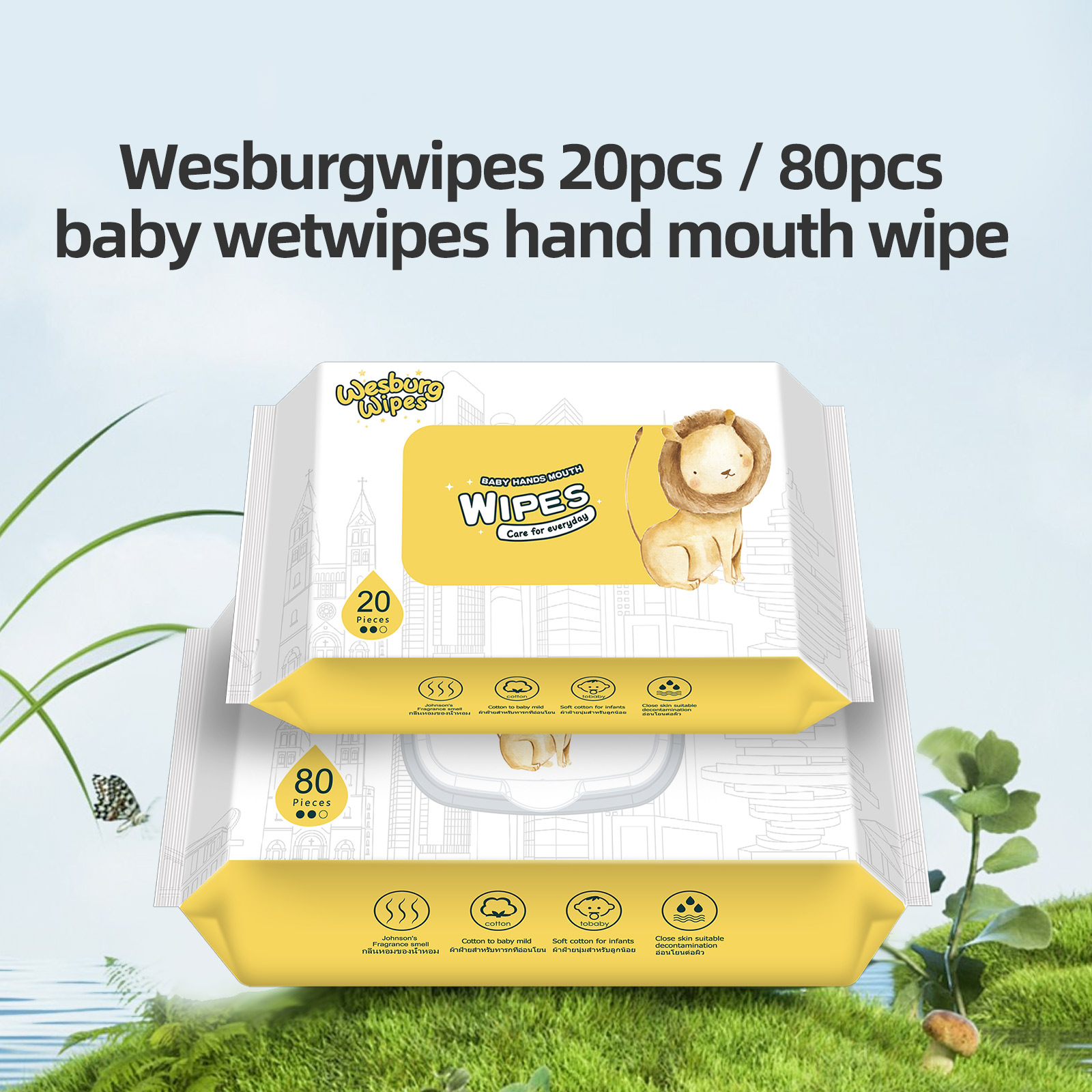 Wesubrg الرعاية المنزلية الرطب يدوية ووجه من Wesburgwipes الرطوبة الورق الرطب للطفل والأم والمنزل استخدام