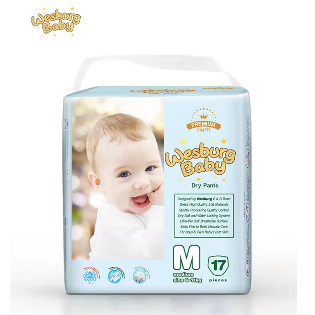 حفاضات أطفال وسراويل جافة رفيعة للغاية للاستعمال مرة واحدة من Wesburg Baby (من NB إلى XXXL)